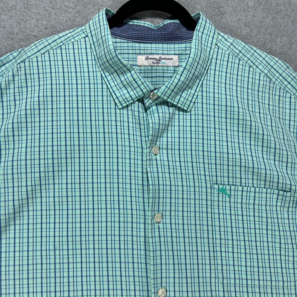 Tommy Bahama Button Down IslandZone Mens XXXL Teal Pima Cotton Blend Coastal